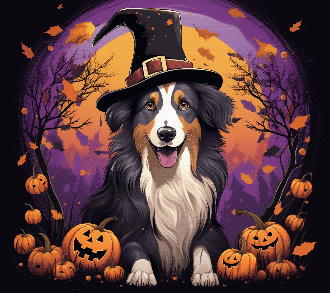 Rough collie dog art Halloween halloween digital Digital Art  ILLUSTRATION  Graphic Designer Rough Collie dog