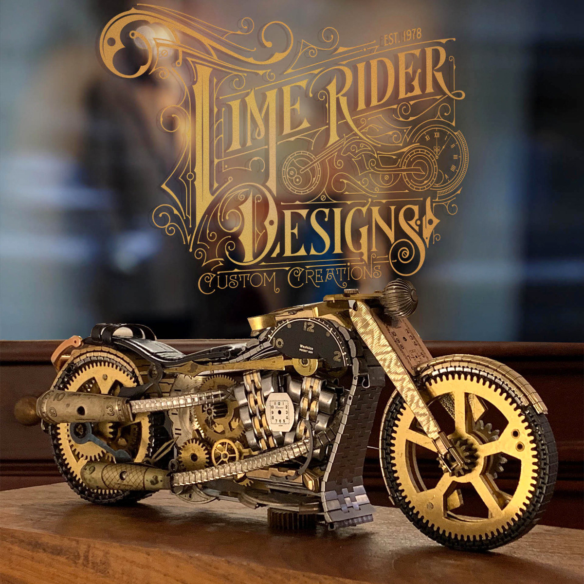 Biernat florida Handlettering lettering logo motorcycle pencil pocketwatches   time rider designs vintage