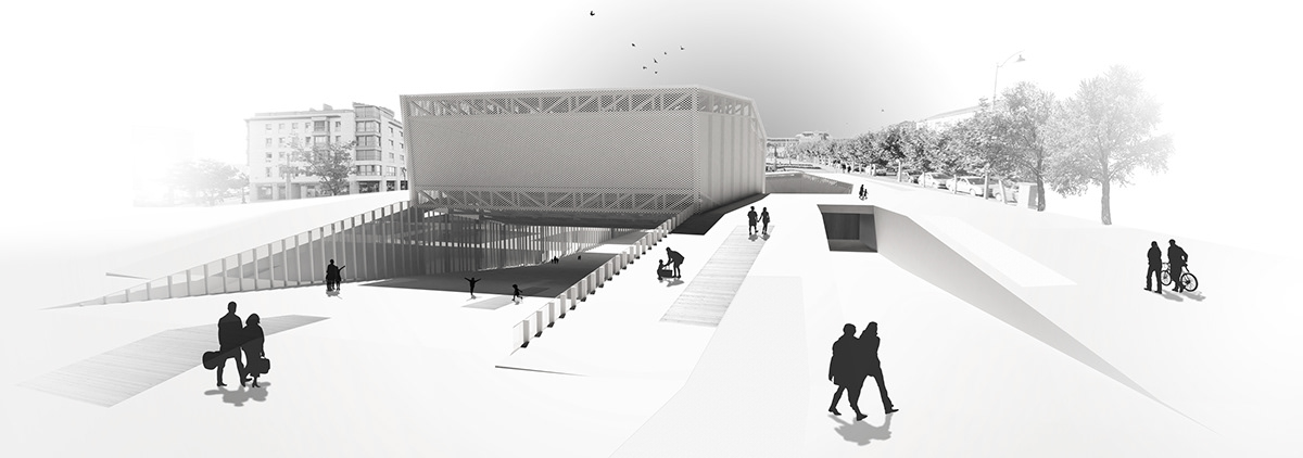 school 3D urbanism   garden roof Cinema University seminci public educative steel Project building Theatre