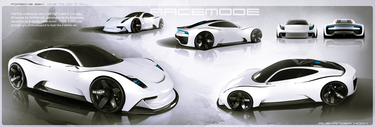 thesis Porsche 95x one to do it all car cardesign automotive desig sketch rendering cad Alias photoshop Claymodel aero