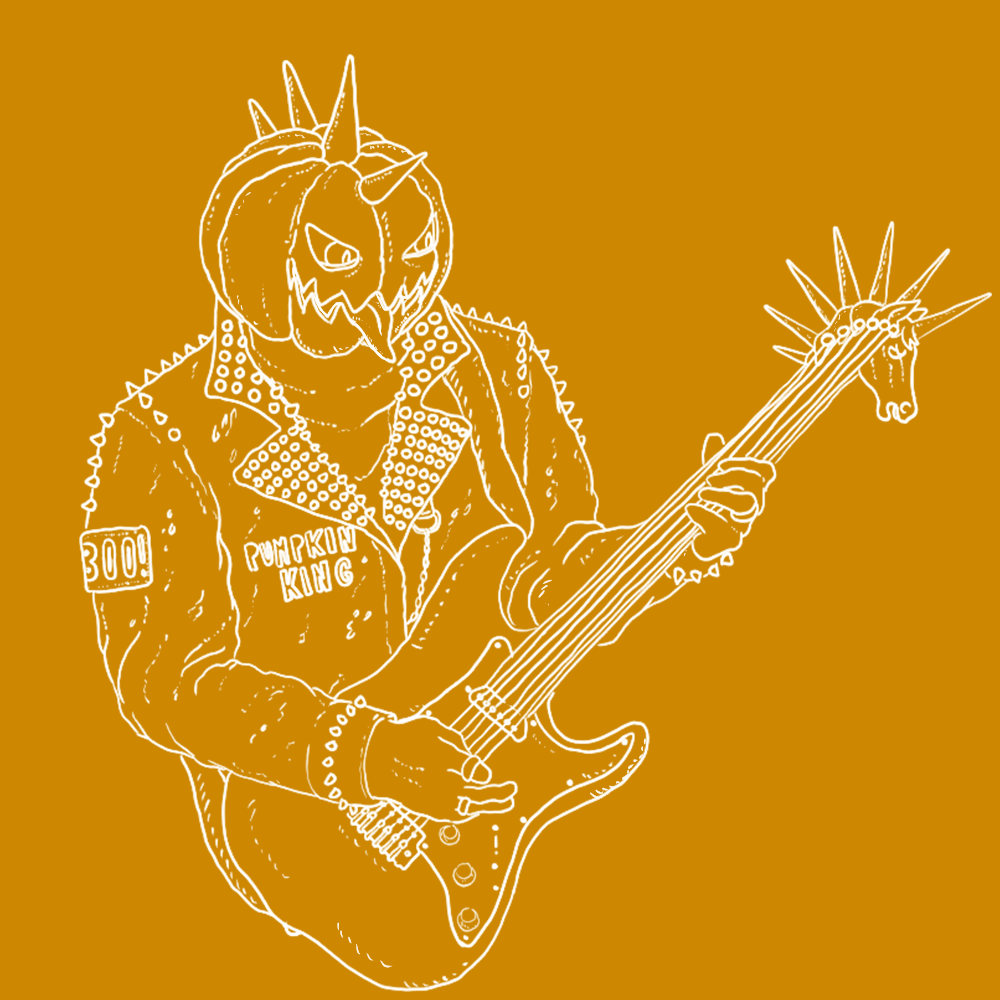 Drawing  ILLUSTRATION  sketch photoshop Halloween punk rock guitar pumpkin RIFF