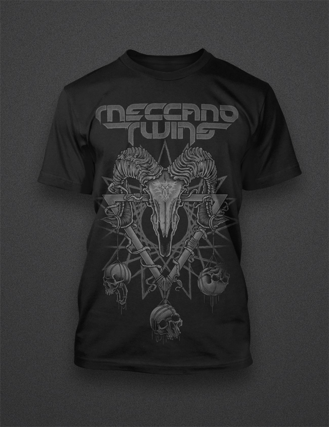 meccano twins Hardcore industrial underground dark sinister skulls occult Occultism Ram skull merchandise t-shirts screenprinted apparel