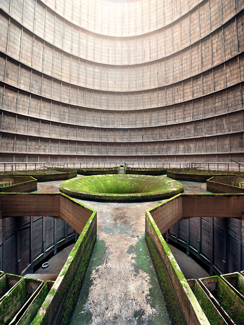 abandoned forgotten urbex urban exploration places locations power station cooling tower cool energy twirl vertigo beam light