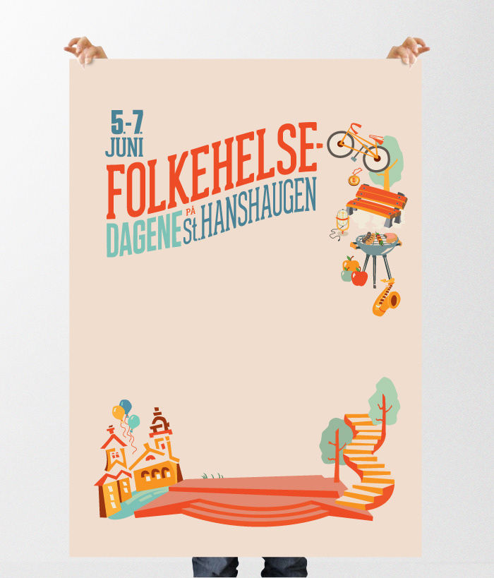 St.Hanshaugen poster flyer t-shirt folkehelse illustrasjon family Lab3
