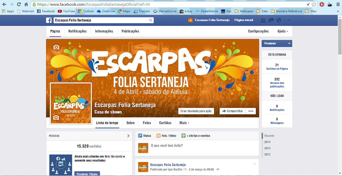 BrasileraComunicação FredLiel ClaytoneRomário Pedro&Marcelo facebook Capa avatar fanpage midiasocial EscarpasFolia