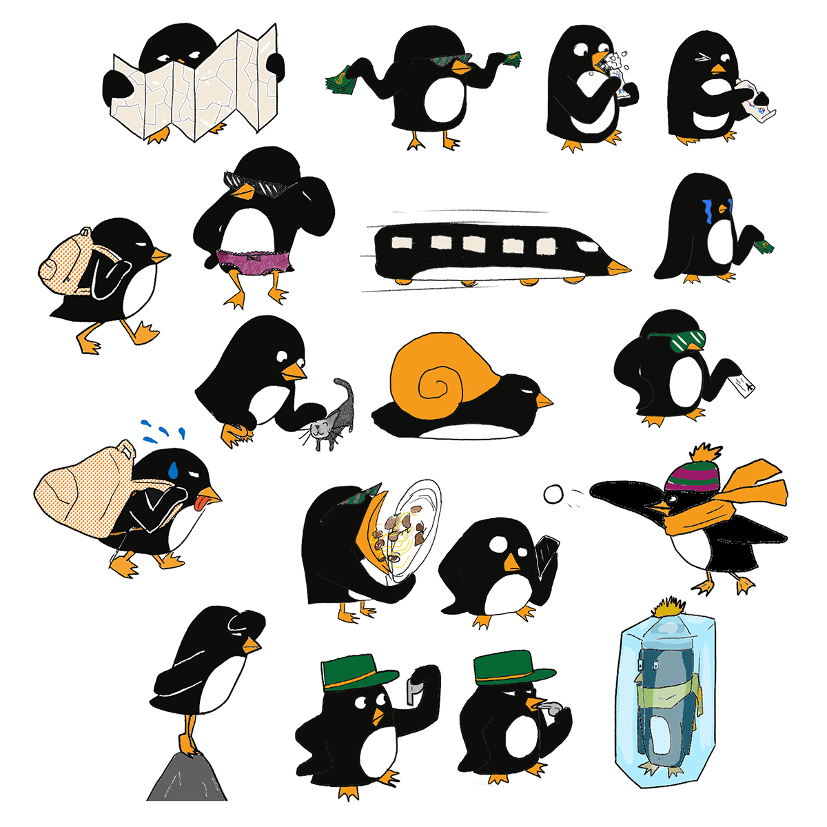 gif ILLUSTRATION  colorful Pinguin jungle dessin Drawing  site web Website