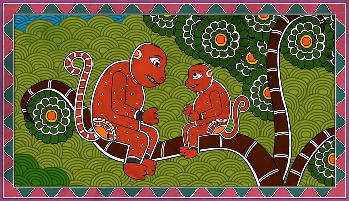 folktales of india folktales animation  madhubani mithila   ILLUSTRATION  India Uttarpradesh  lion's wedding jungle