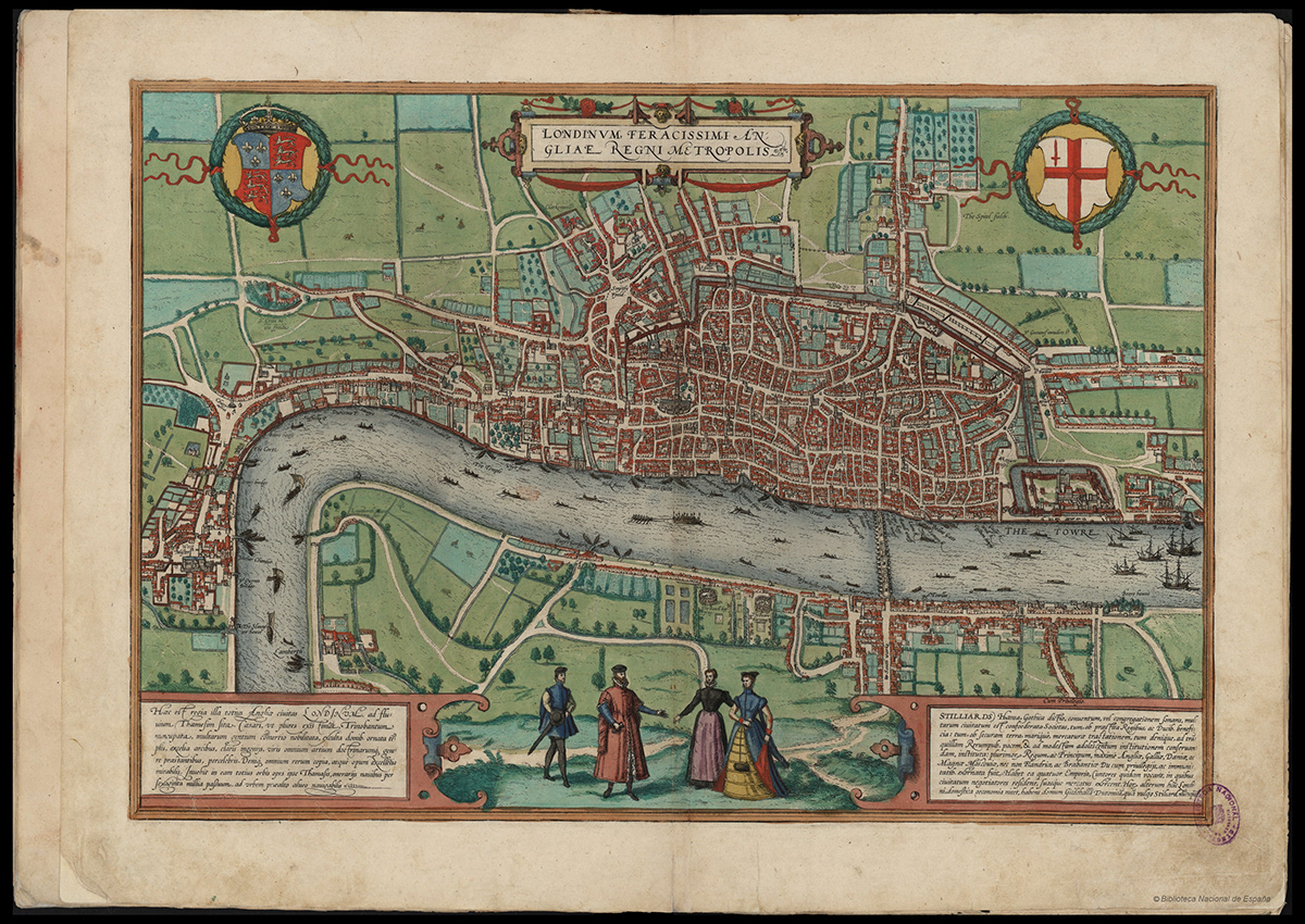 Photographic Reprint 12x8 inch Map of London by Braun 1572 