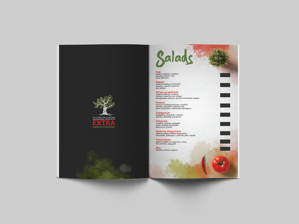 menu editorial graphic design restaurant Promotional catalog print
