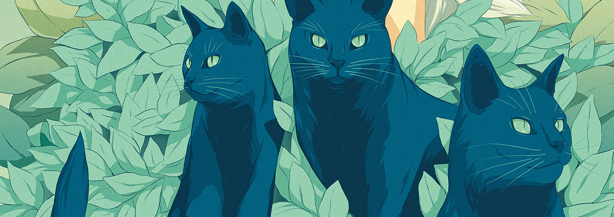 adobe illustrator artwork cats Digital Art  digital illustration Ghibli ILLUSTRATION  Nature portrait poster