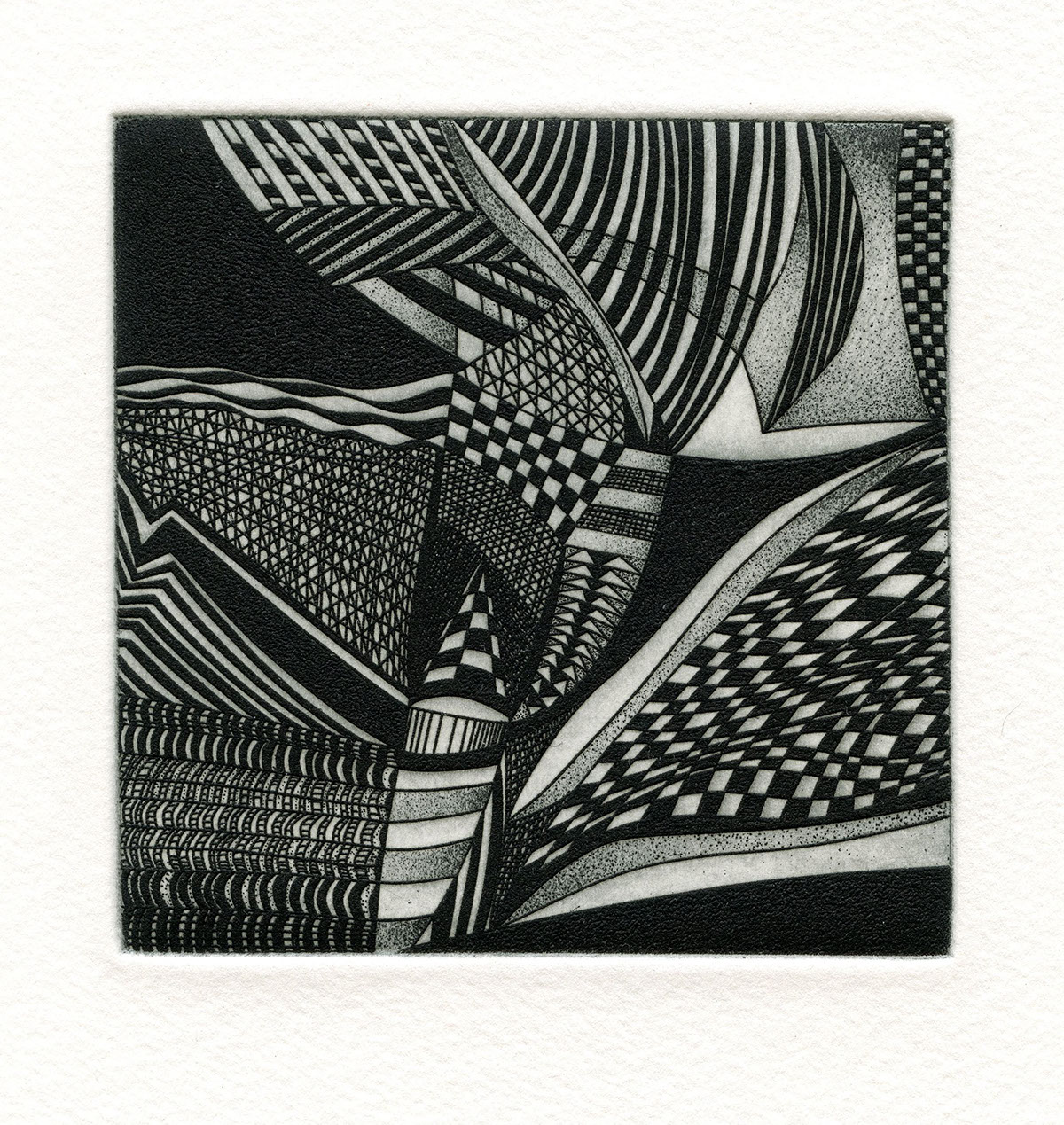 printmaking visual arts  abstract black and white Miniature etching abstract drawing