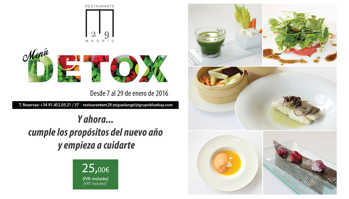 diseño gráfico Restaurante M29 Jornadas Gastronómicas Menú Detox