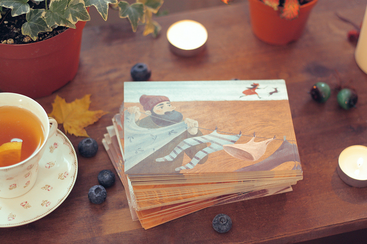 gitkadraws autumn ChildrenIllustration picturebook childrensbook girl postcard