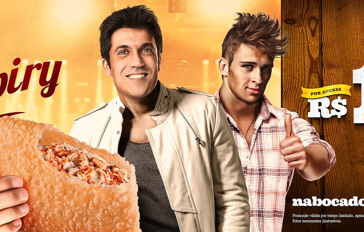 Fast food country sertanejo chicken Creamcheese frango Catupiry pastry pastel promo Retail billboad Singer duo