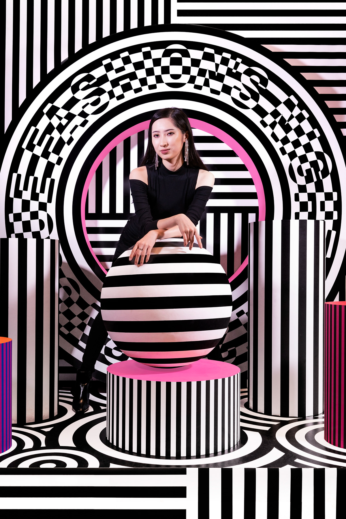 Fashion  fashion night out graphic japan Photography  set design  stripes tokyo vogue