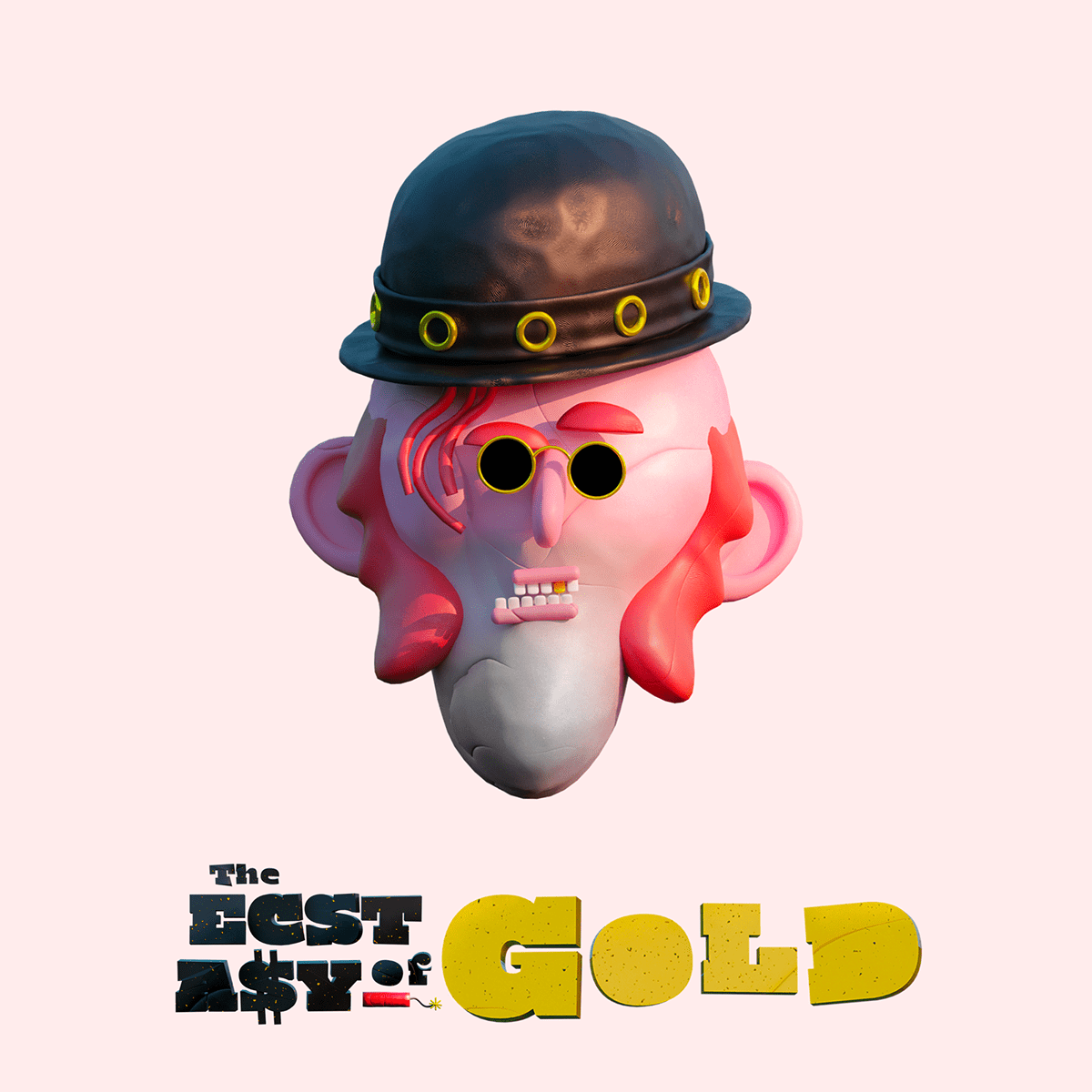 3D cartoon cute gold guy happy Love man texas usa