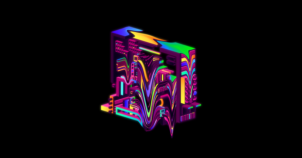 acid typo Isometric neon color psychedelic Web art club party abstract gemetric Retro 80's 90's