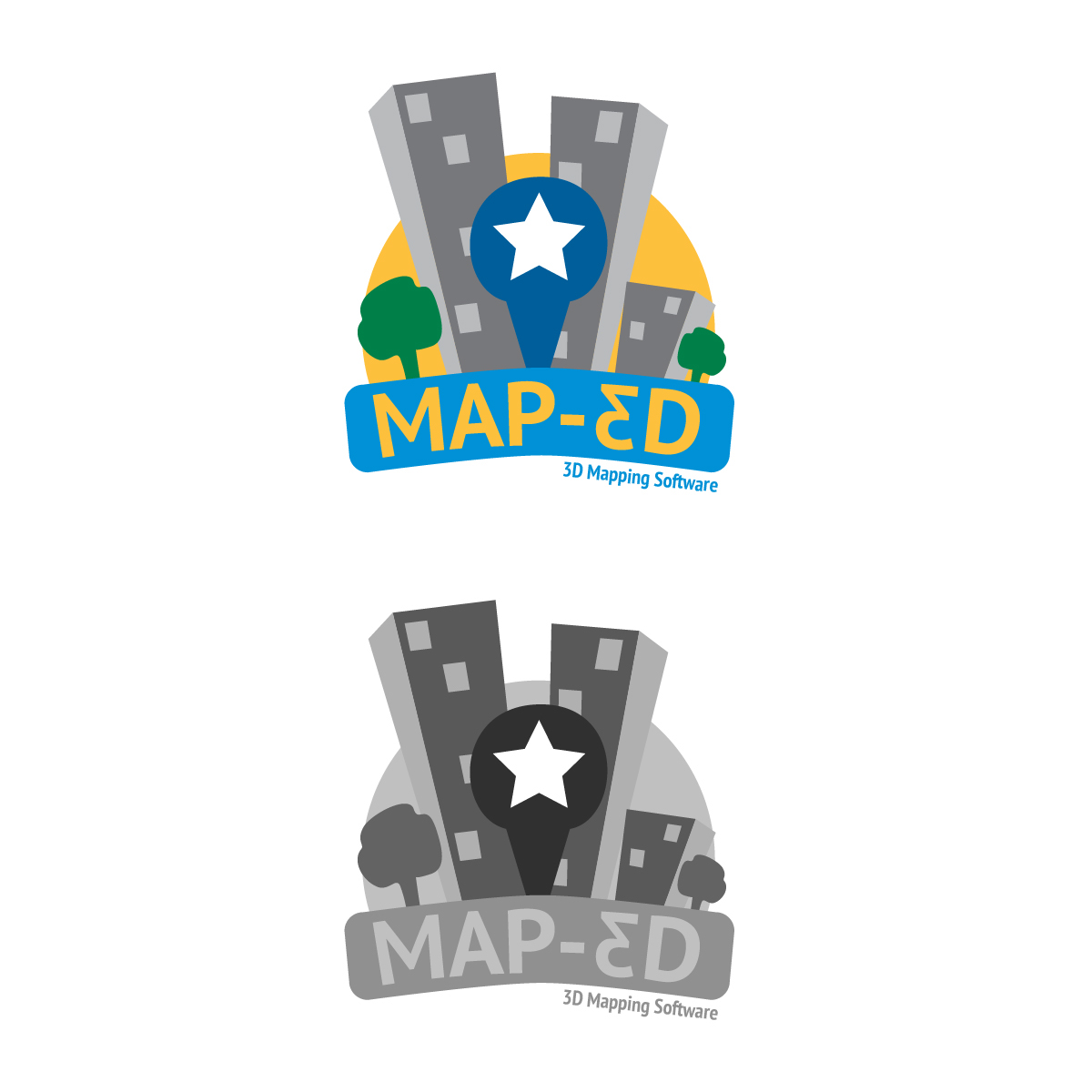 application map 3D app Education brand identity logo