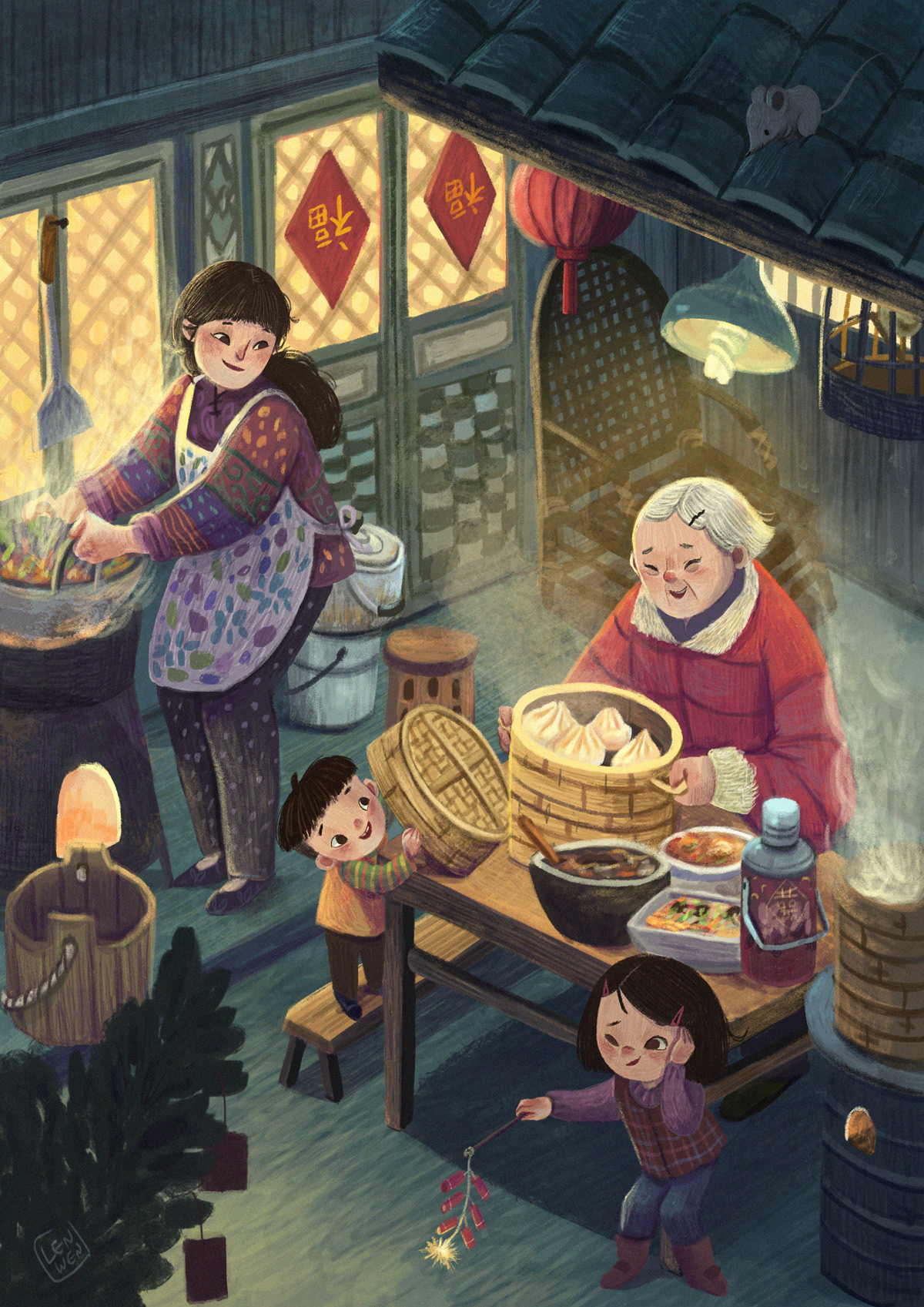 Lunar New Year chinese new year new year family cooking festive children illustration kidlit children children's illustration