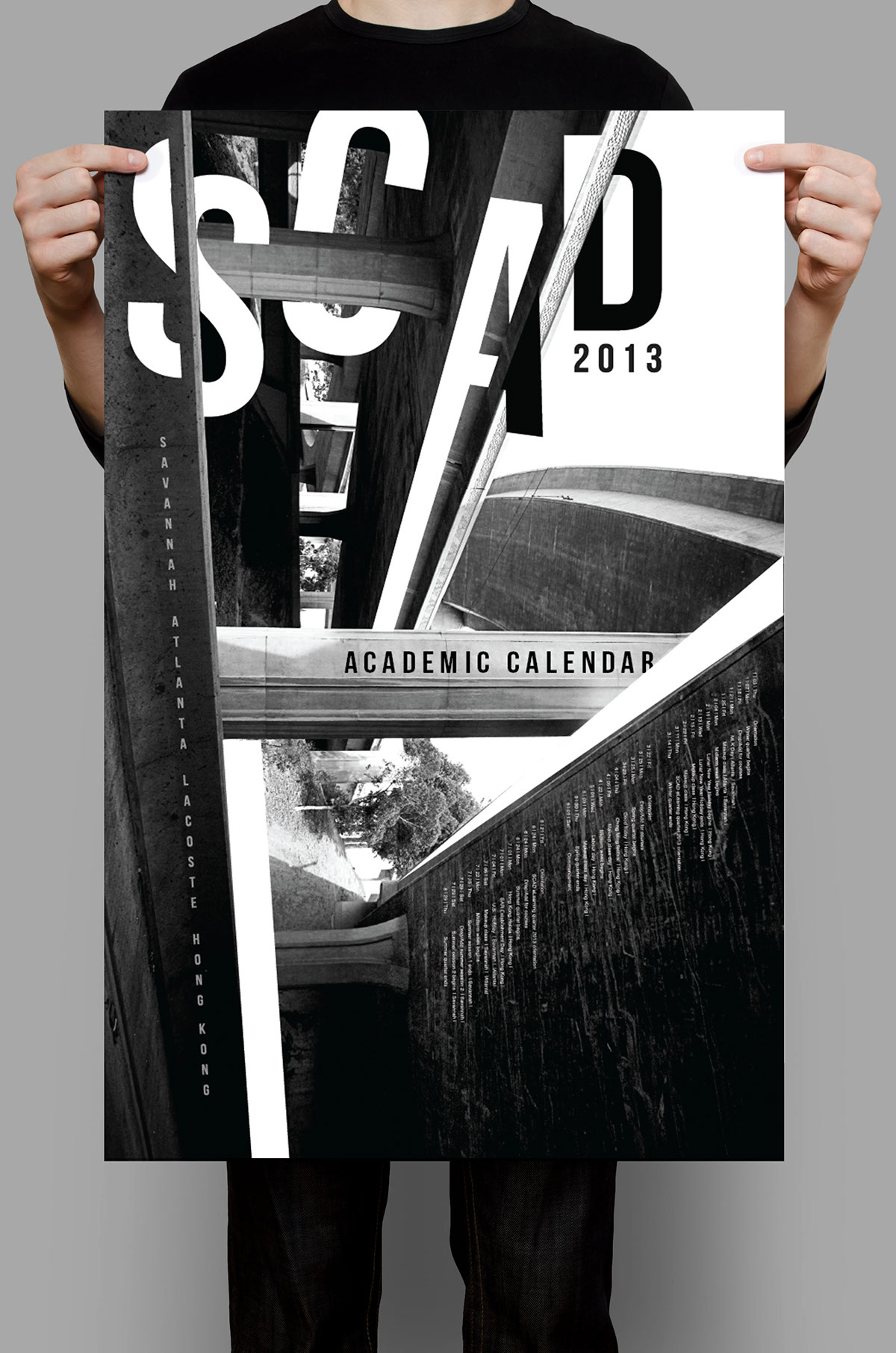 SCAD modern bright bold poster calendar academic calendar inversion stripes lines
