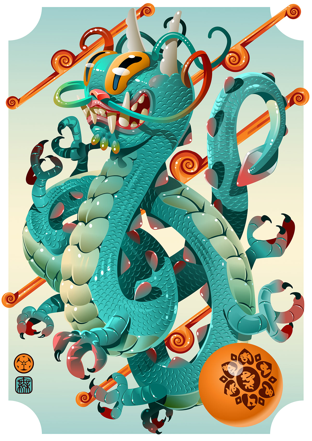 tiger dragon japan china vector vectorart