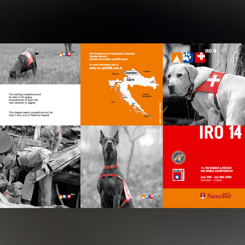 search rescue dog dogs Championship International Croatia Samobor croatian Association visual identity logo Red Cross civil protection IRO 14th