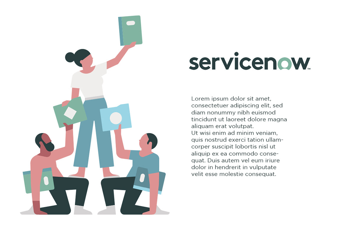 flat design Character design  brand illustration jerome masi color flat service now ILLUSTRATION  teambuilding TEAMWORK