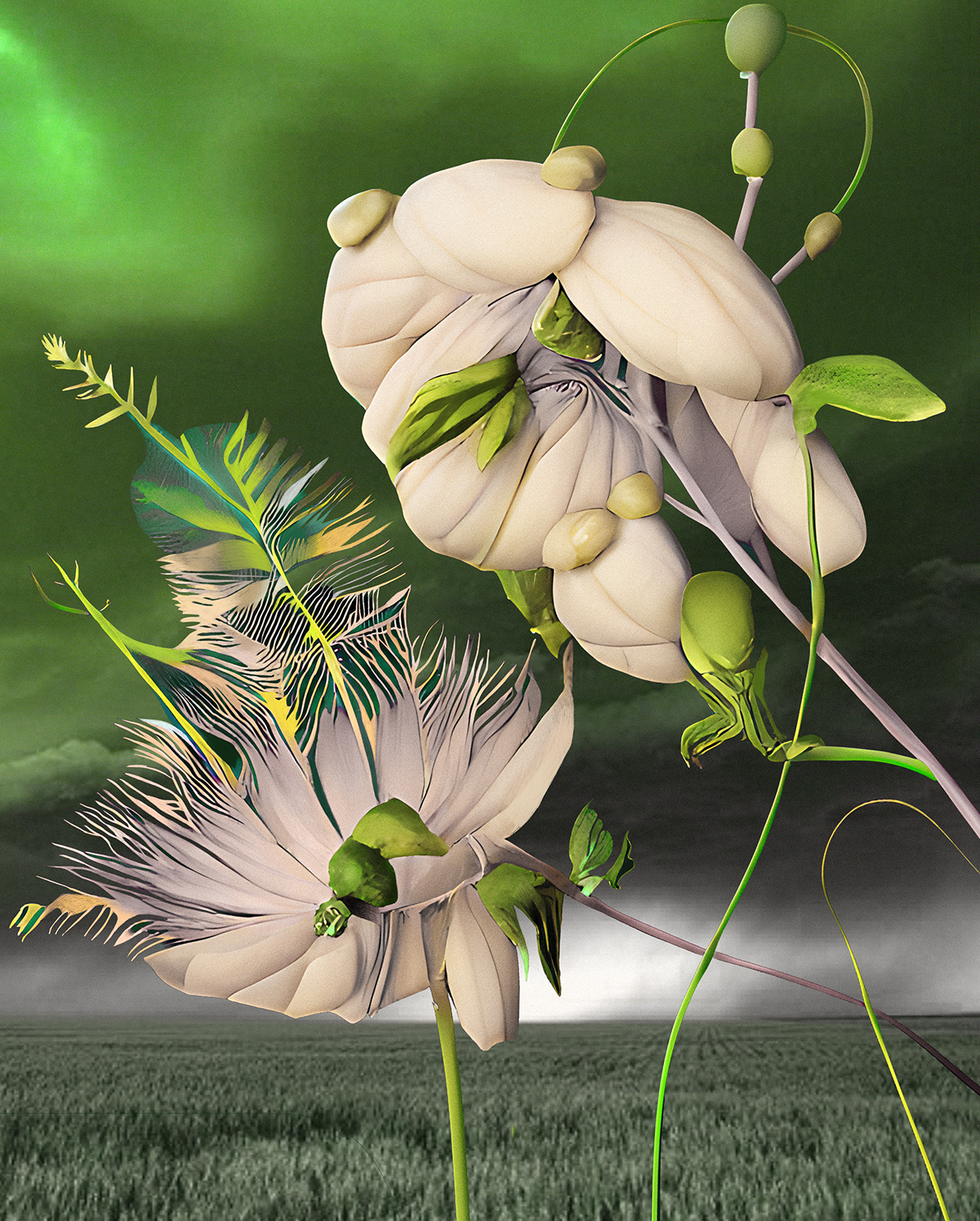 ai artwork botanical botanical illustration concept art Digital Art  digital illustration ILLUSTRATION  Landscape sketch