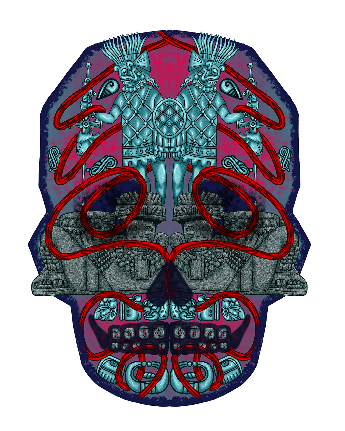 Dia De Muertos prehispanic Digital Art  ilustration skull Halloween colorful