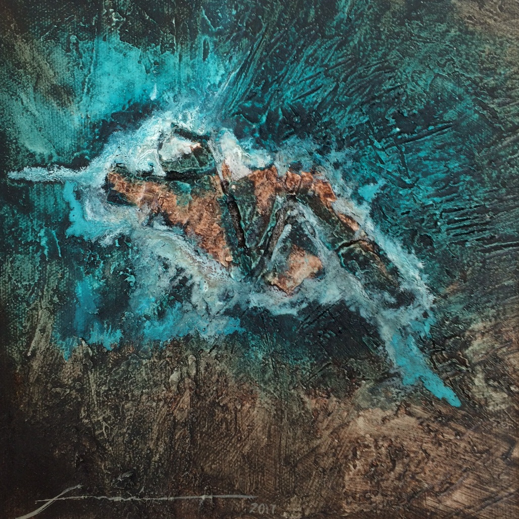 earth tierra paisaje vista satelital satellital view Landscape contemporary art mixed media materic art water