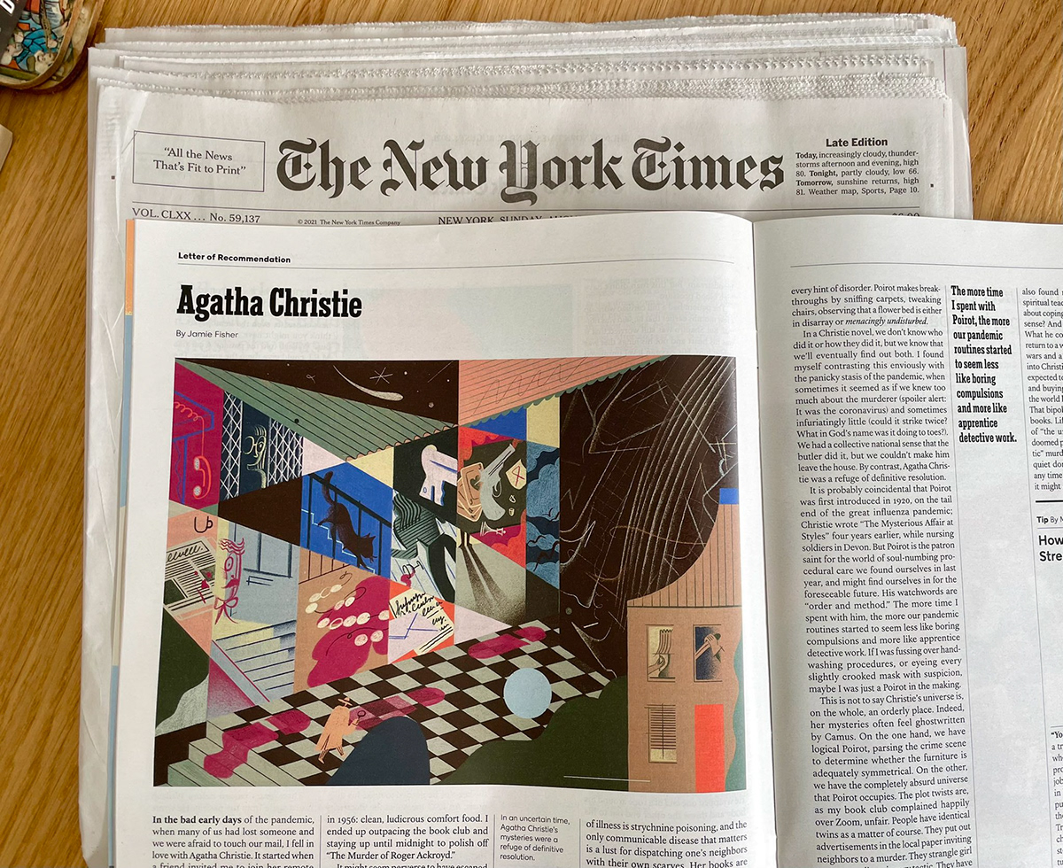 agatha christie artwork Drawing  editorial Editorial Illustration gizem vural ILLUSTRATION  magazine New York Times ny times magazine