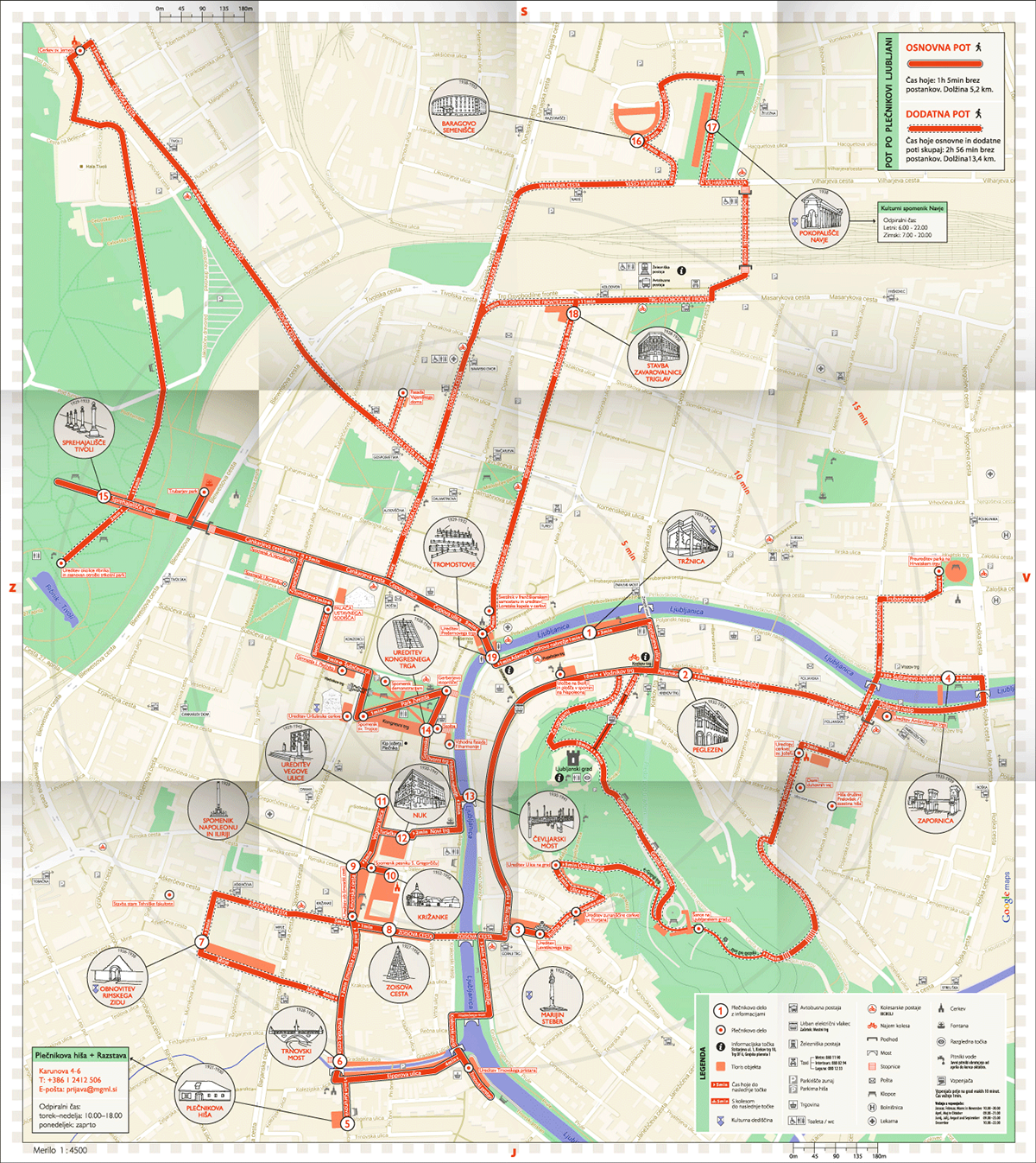 Jože Plečnik ljubljana map route map visual identity Mobile app souvenirs city logo architecture