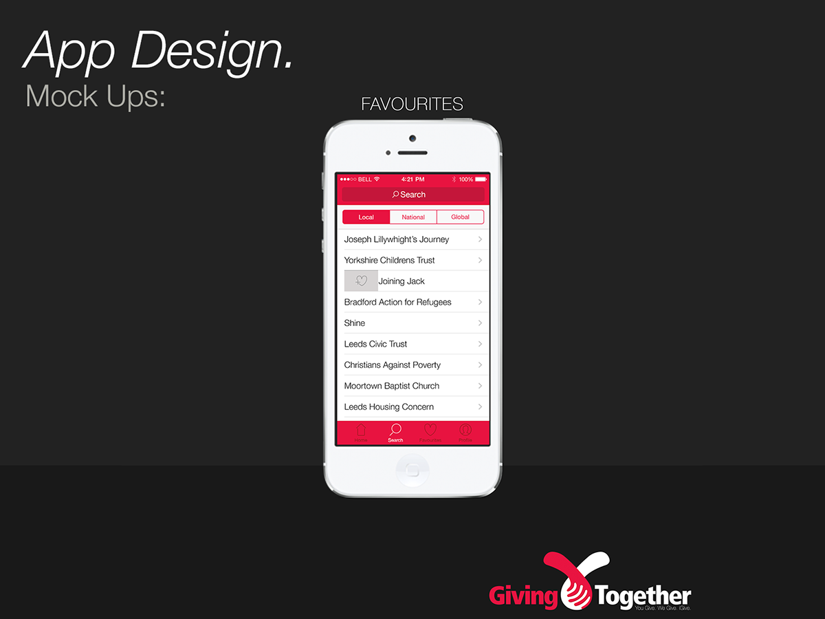 giving together charity app ios ios7 concept