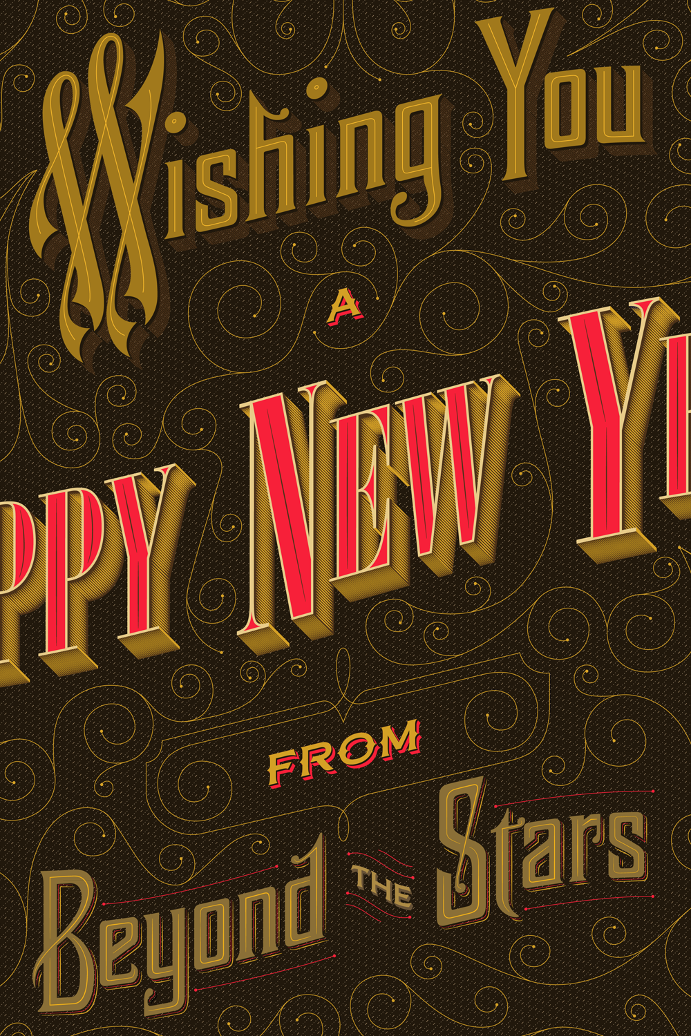 happy new year Sputnik vintage typography type Christmas wishing you stars Estonia Tallinn