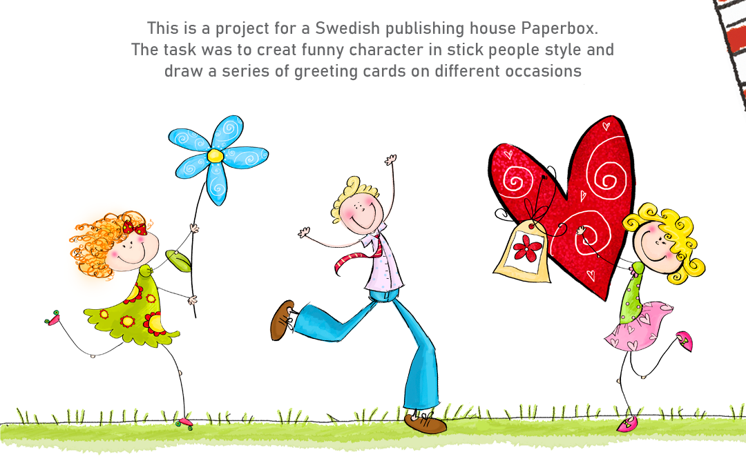 cartoon cartoon kids characters Digital Art  sketch greeting card ILLUSTRATION  Drawing  Character design  Stick People