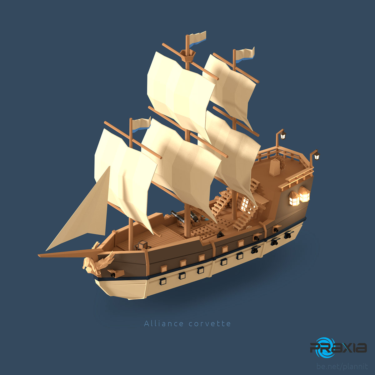 pirate 3D blender Low Poly polygon game Character models ship Weapon