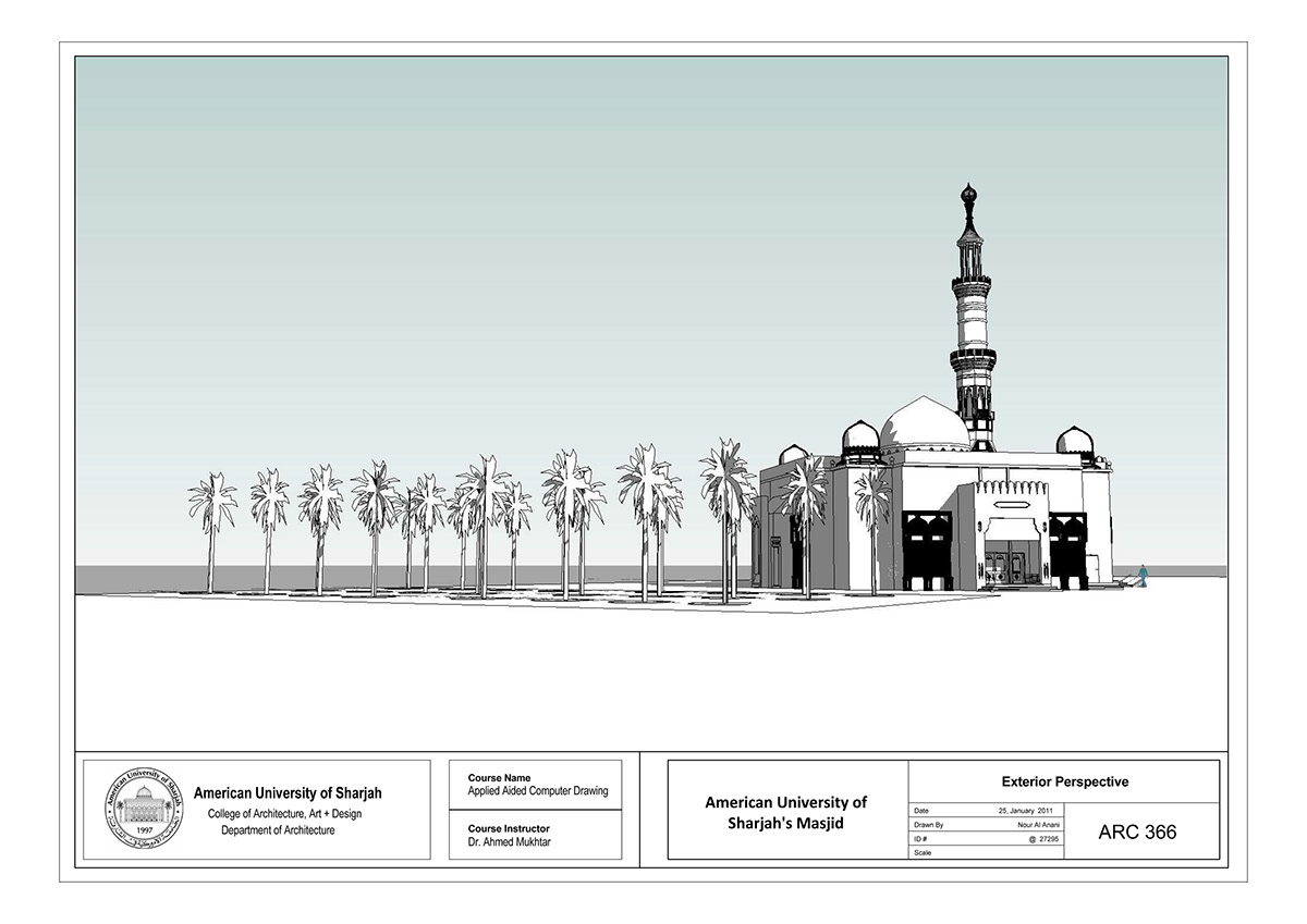 revit masjid mousque student project rendering solar study plans sections parametric BIM Mashrabeye mesh
