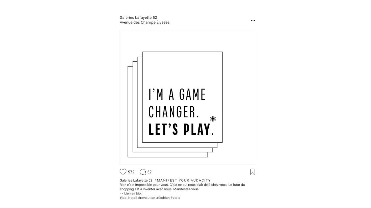 luxe instagram social medias direction artistique conception rédaction recrutement
