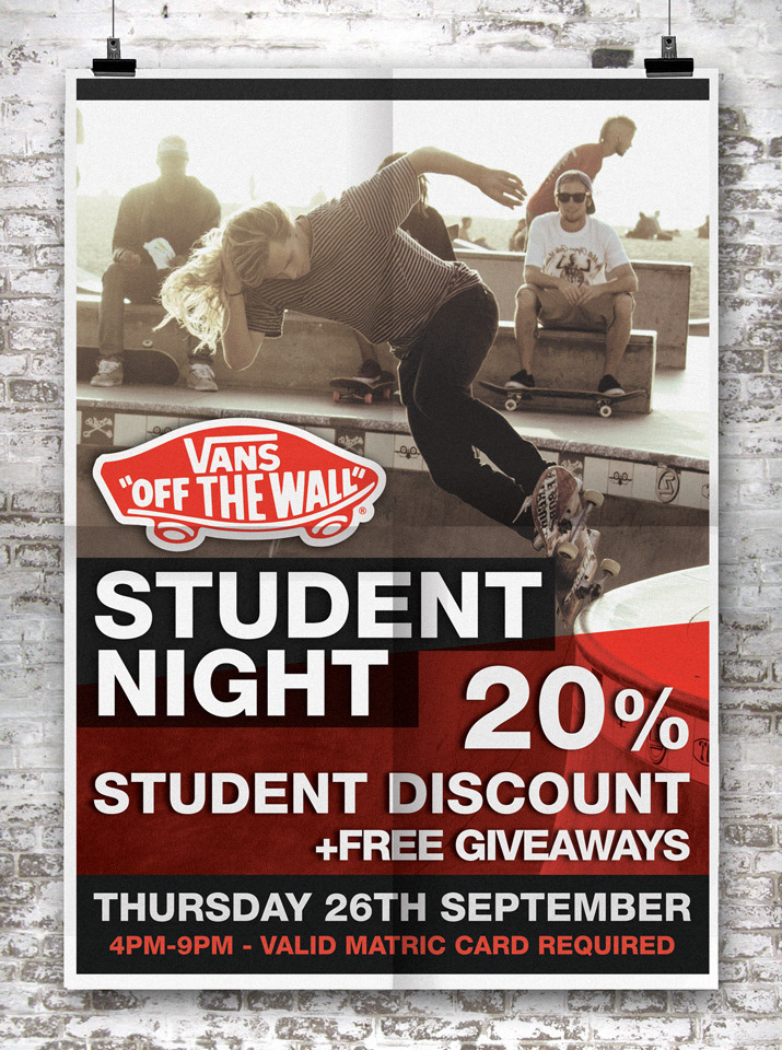 Vans skateboarding Skating Retail commercial poster nationwide store shop sport ad student Promotional