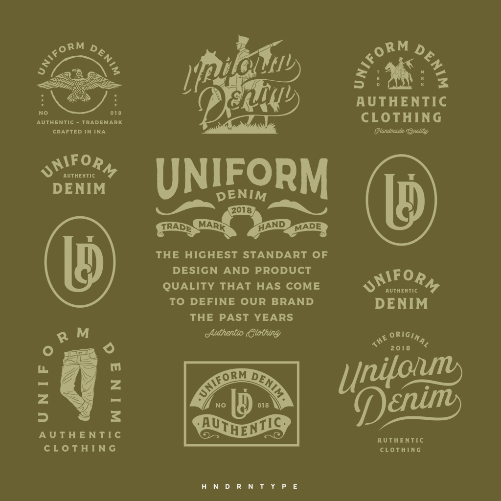 uniform Denim branding  design brand type typo hndrntype art jeans