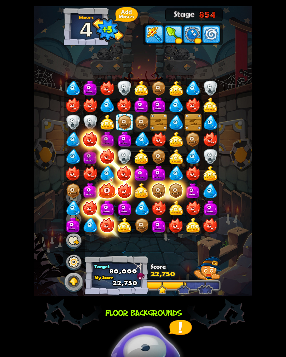 monster busters concept game match3 Puzzle game facebook game mobile game monster game ui UI