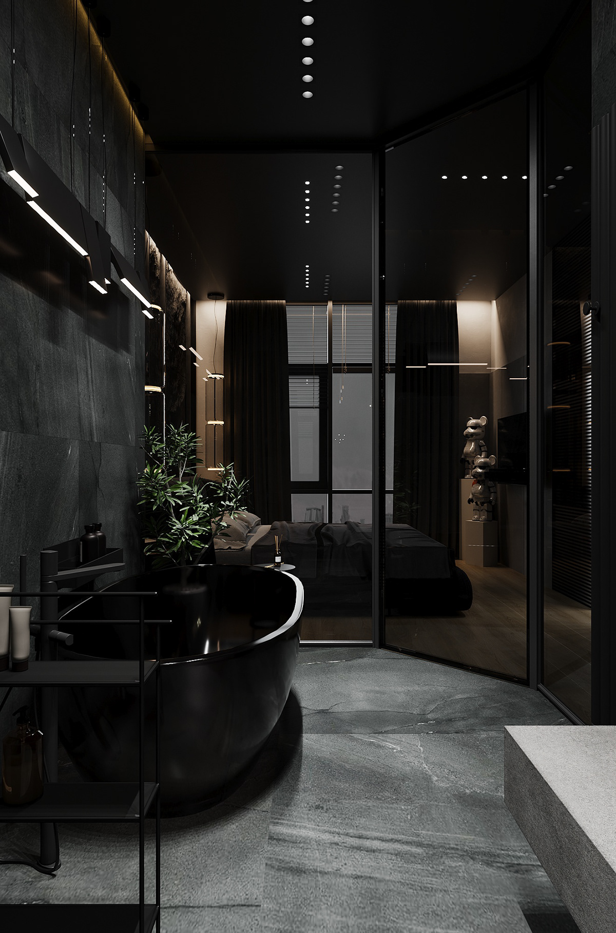 3ds max bathroom corona glass interior design  minimal modern Render simple visualization