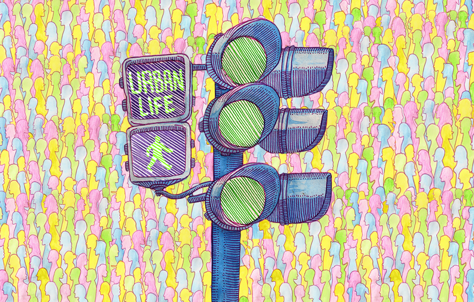 Urban city Urban life traffic lights traffic lights crowds City living