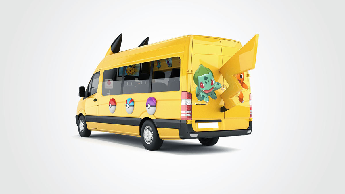 Pokemon bus pikachu Fan Art vray modeling 3d max