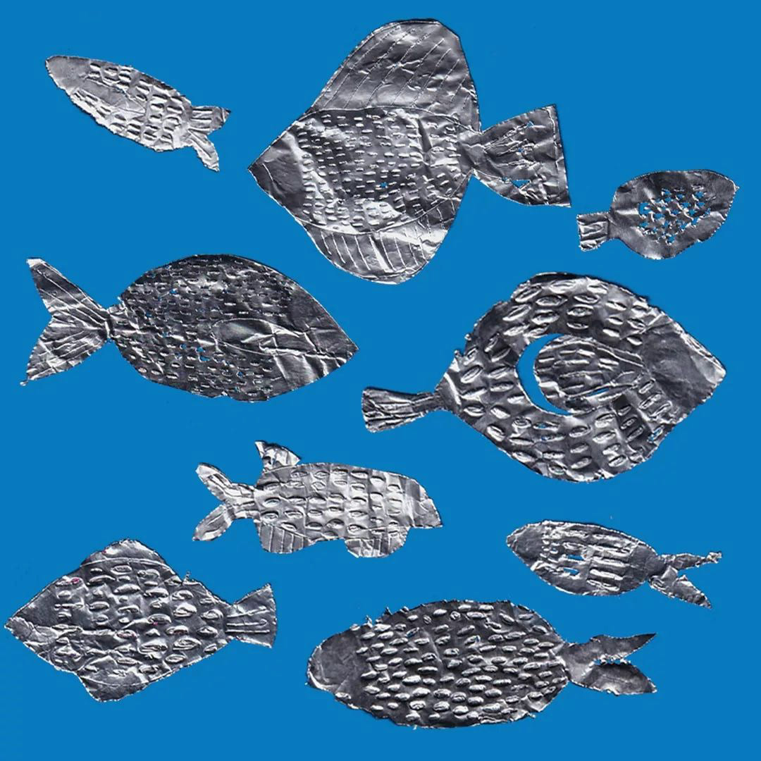 peixes pisces paper Needle handmade craft collage Papel Aluminio