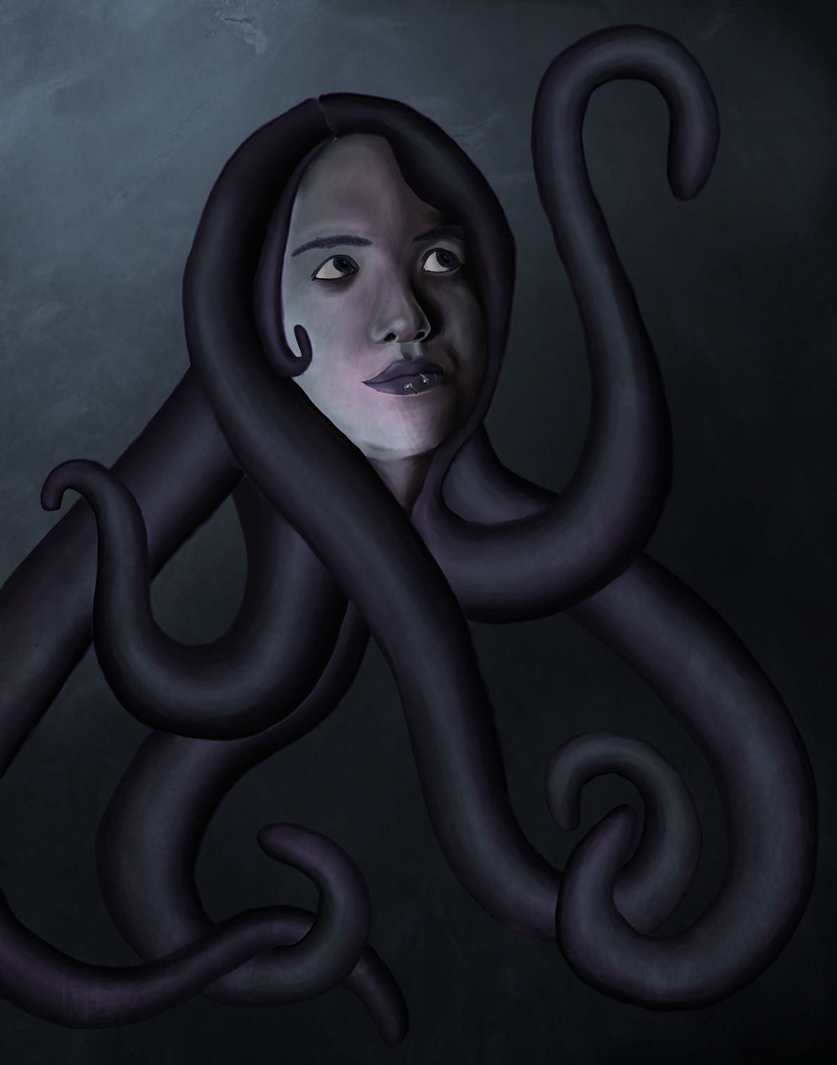 underwater Squid octopus self portrait portrait corel