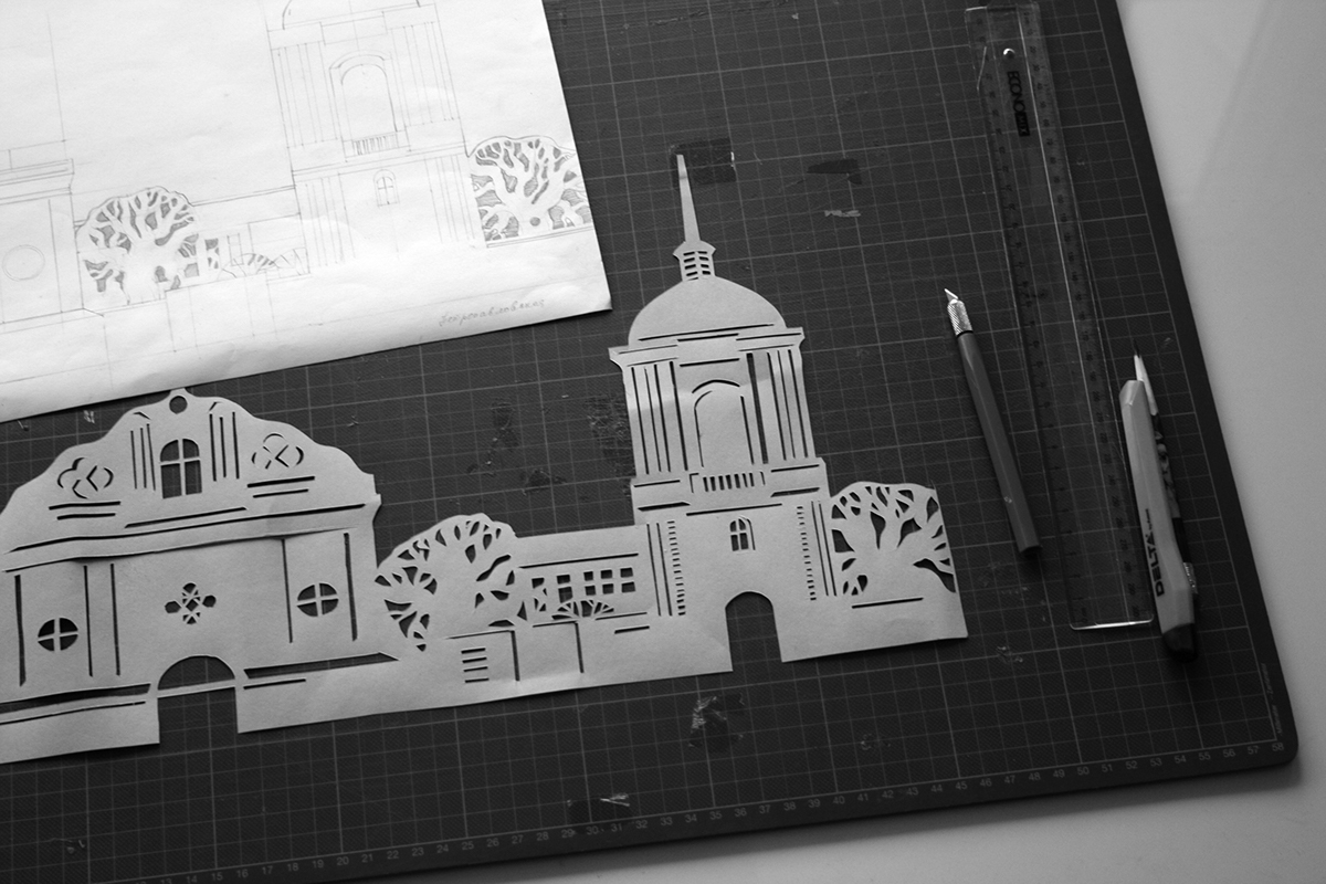 Ancient City papercutting Calligraphy   Cyrillic calligraphy ILLUSTRATION 