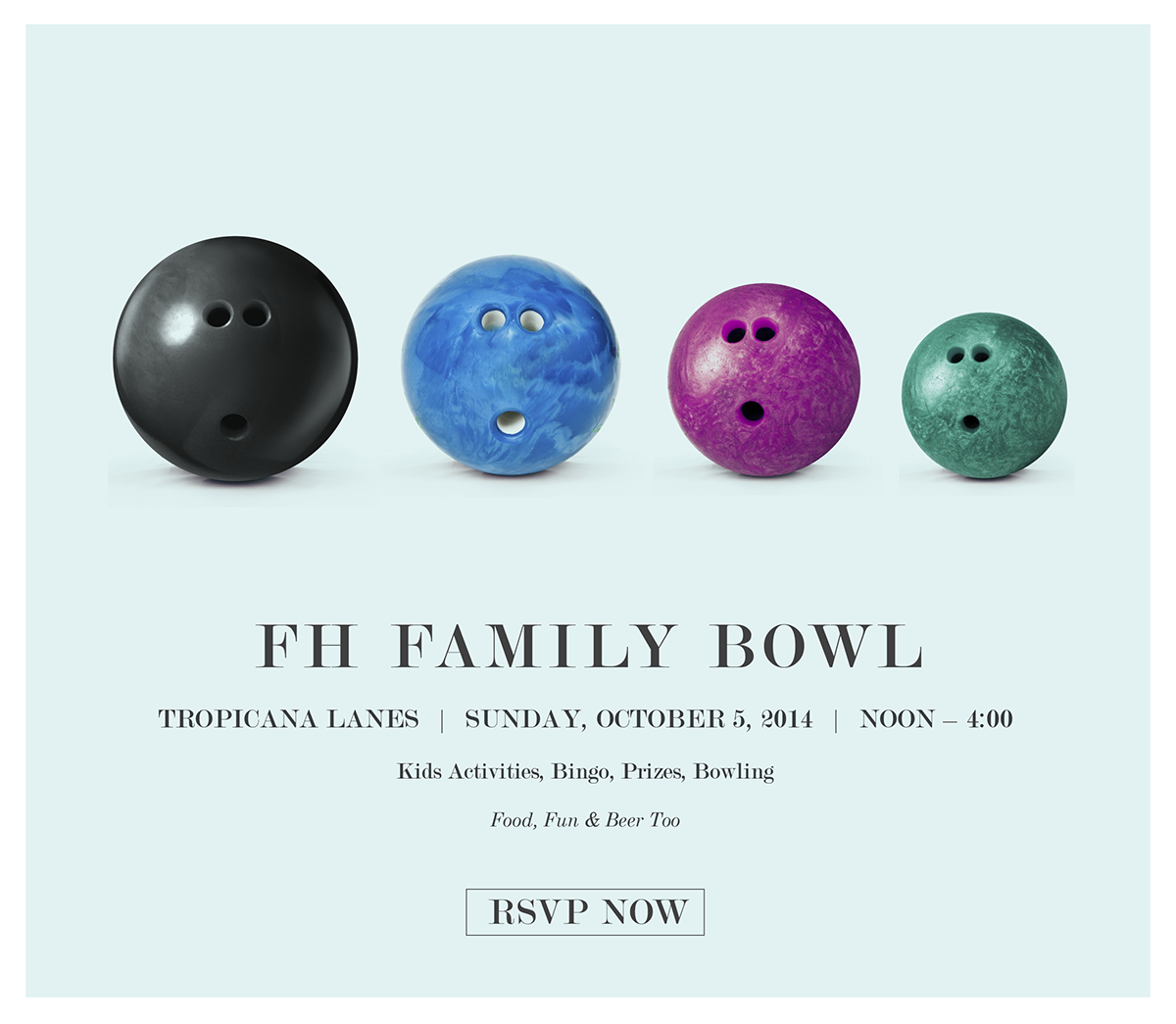 poster bowling bowl family type save the date flier flyer design ball clean simplistic