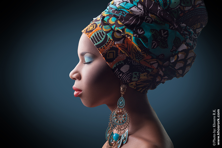 beauty jewelry model black african blue studio