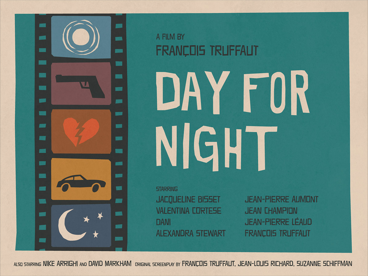 day for night film poster alternative movie poster Alternative Film Poster TRUFFAUT saul bass La nuit américaine french new wave movie poster françois truffaut